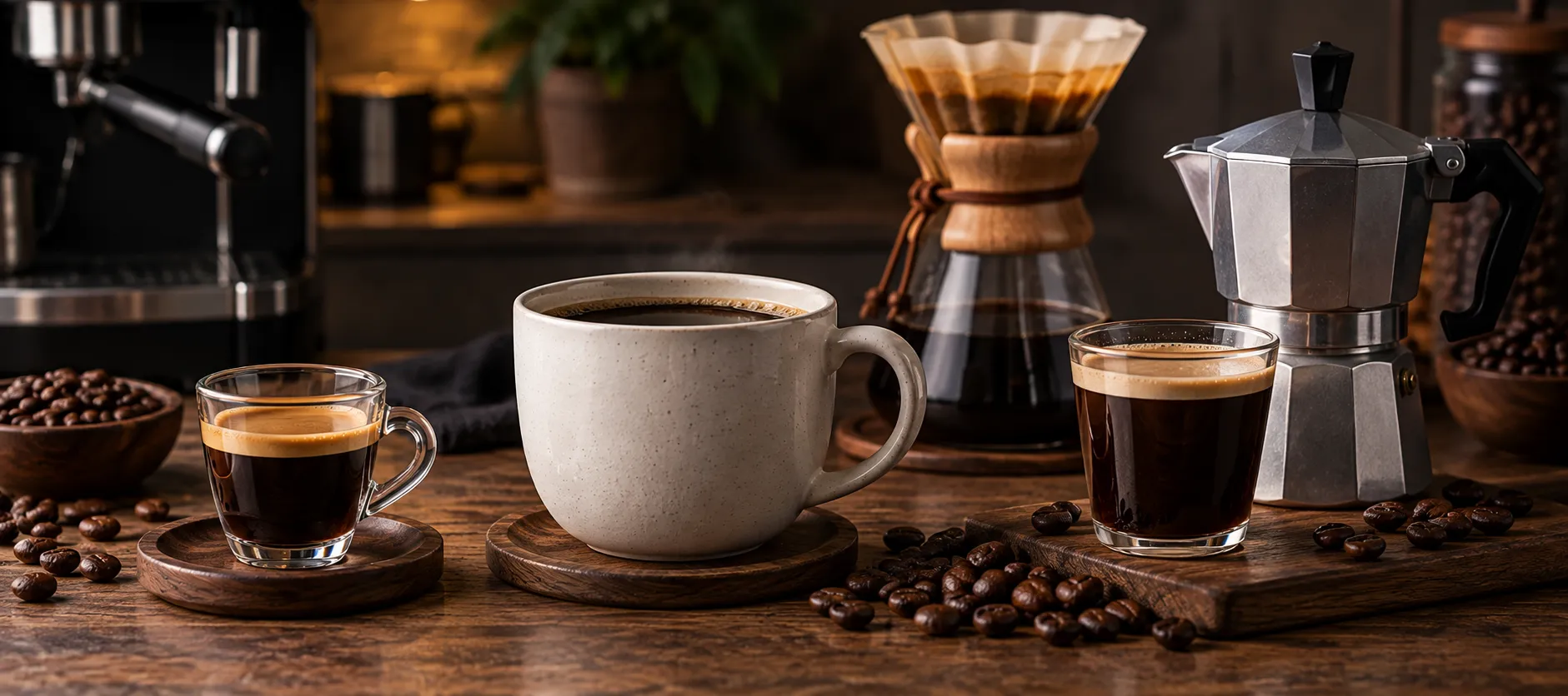 مقایسه اسپرسو، قهوه دمی و موکاپات از نظر کافئین و روش دمآوری
